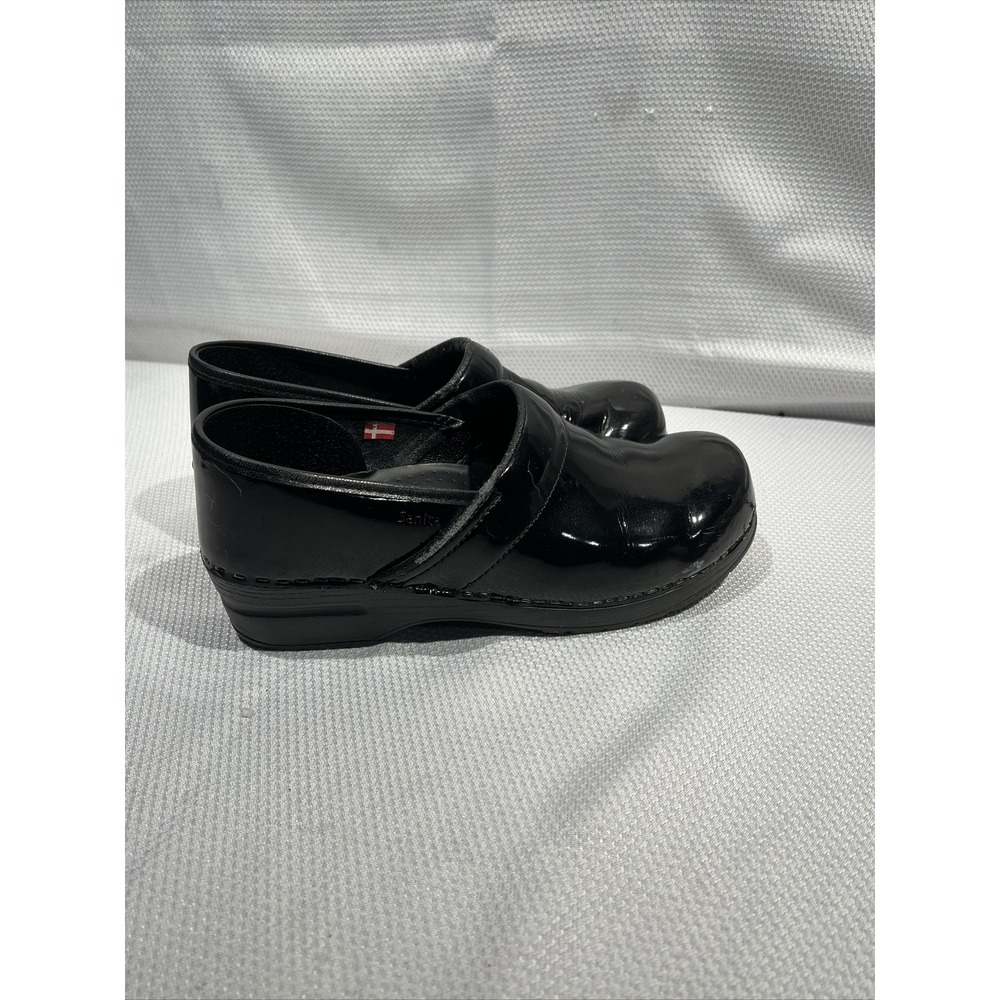 Sanita Professional Women's Danish Clogs Shoes Sz 41 Black Patent Leather Nurses